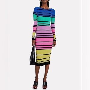 💫HP‼️💫 NWT LE SUPERBE Chakra Knit Ribbed Midi Dress in Stripes, Size Medium
